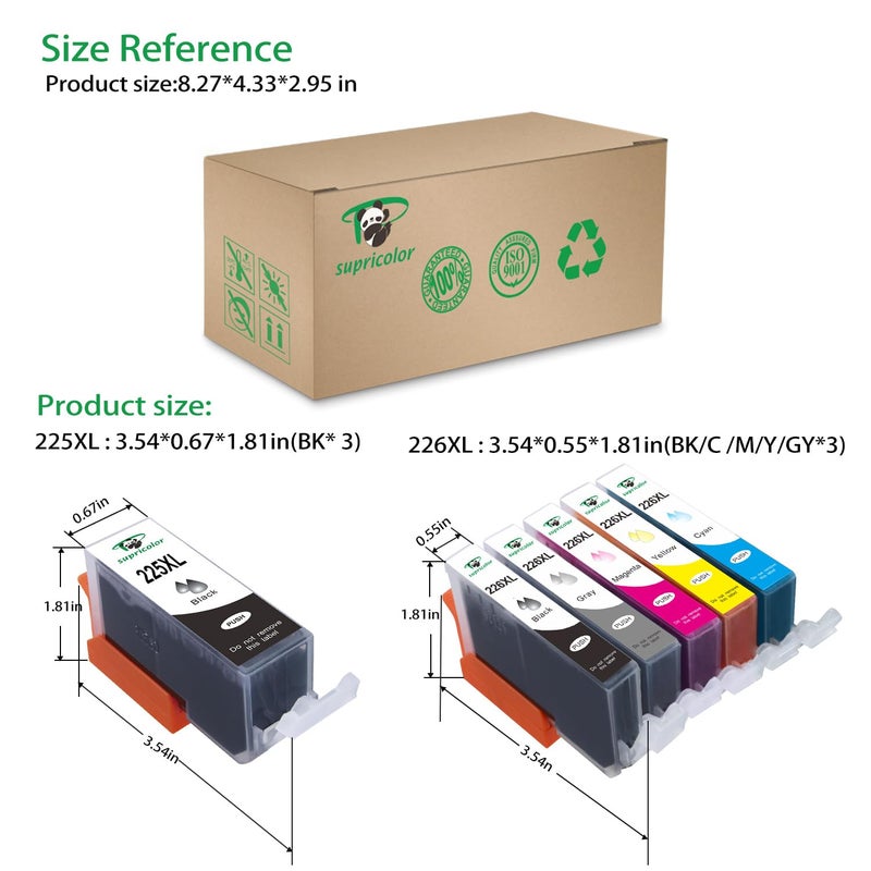 Supricolor 18 Pack PGI-225 CLI-226 Ink Cartridges High Yield Compatible with PIXMA iP4820 iP4920 iX6520 MG5120 MG5320 MG6120 MG6220 MG8120 MG8220 MX712MX882 MX892 Wireless(with Gray) - Image 3